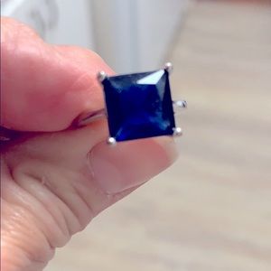 Sapphire statement sterling silver ring